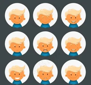 9款可爱男孩表情头像矢量图