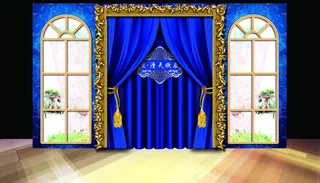 蓝色欧式门窗背景