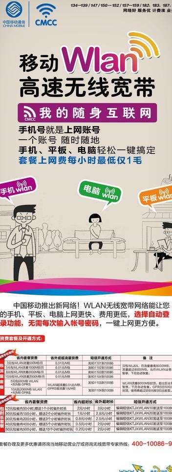 中国移动wlan展架宣传图片psd模版下载