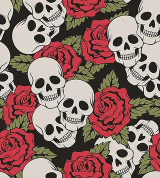 矢量玫瑰与骷髅