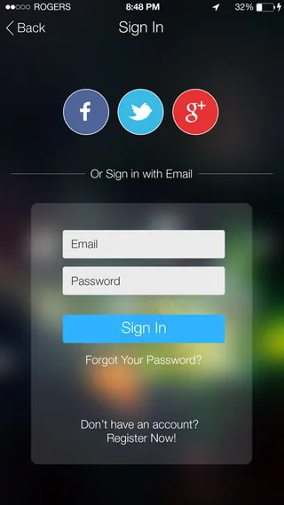 黑色透明APP登录界面