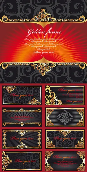 华丽金色花纹装饰框矢量素材