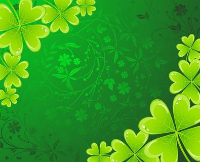 绿色四叶草背景花纹 矢量
