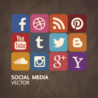 12个复古方形社交媒体图标矢量素材