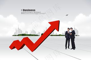 红色箭头和商务男士