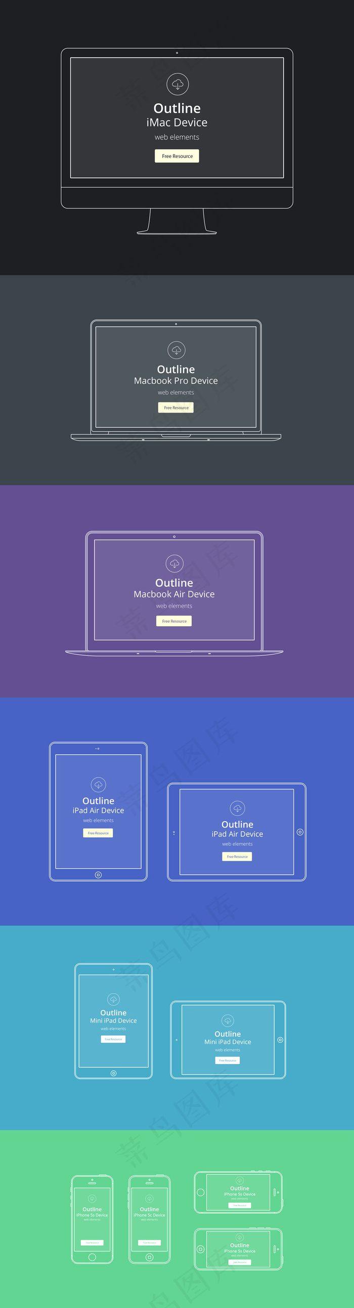 苹果产品线框模型矢量图 AI