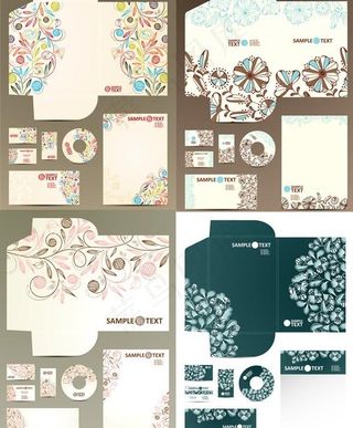 时尚花纹VI模板矢量素材