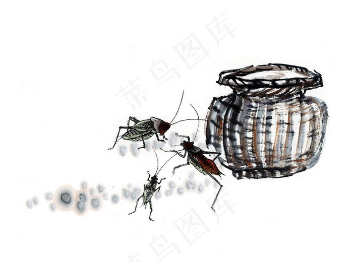 水墨昆虫图片