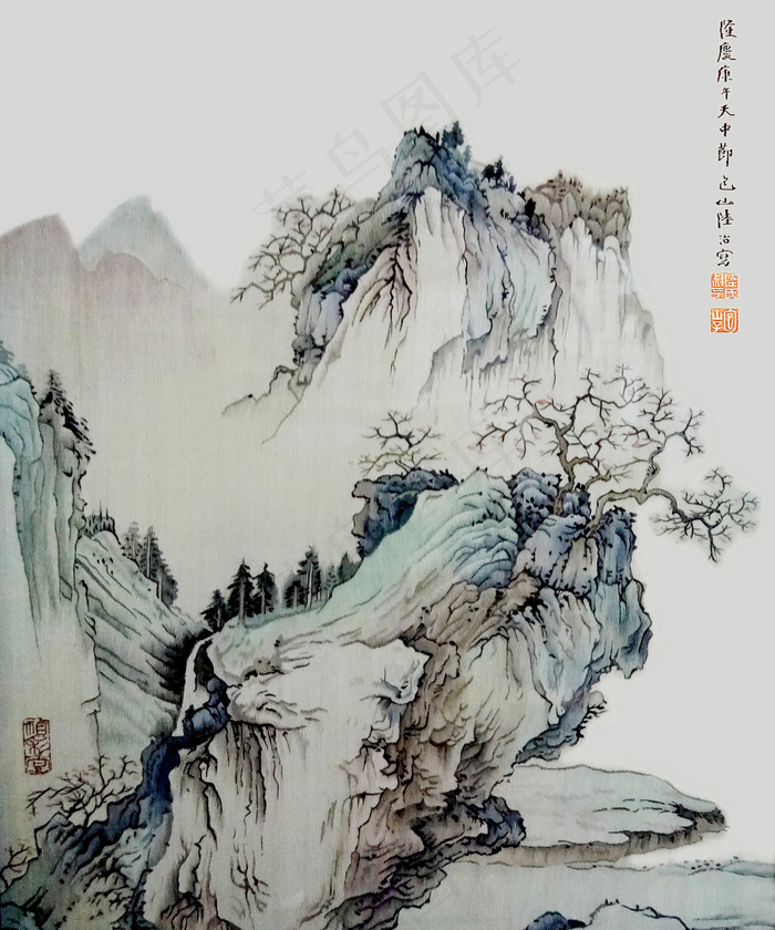 山水水墨画玄关背景墙玄关装饰画壁画