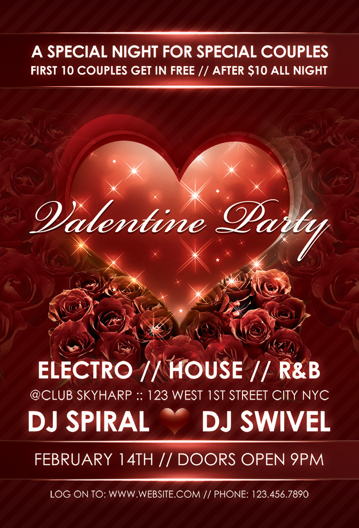 欧美浪漫情人节海报PSD素材