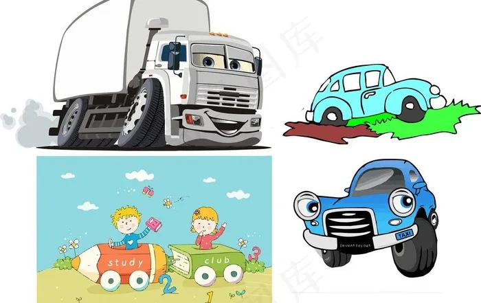 卡通汽车素材图片cdr矢量模版下载