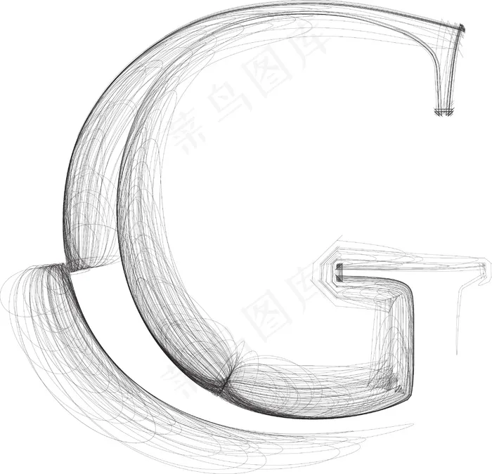 手绘字体字母G矢量插画eps,ai矢量模版下载