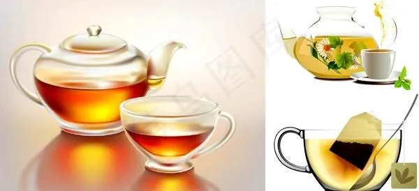 精致的茶壶和茶杯矢量素材eps,ai矢量模版下载