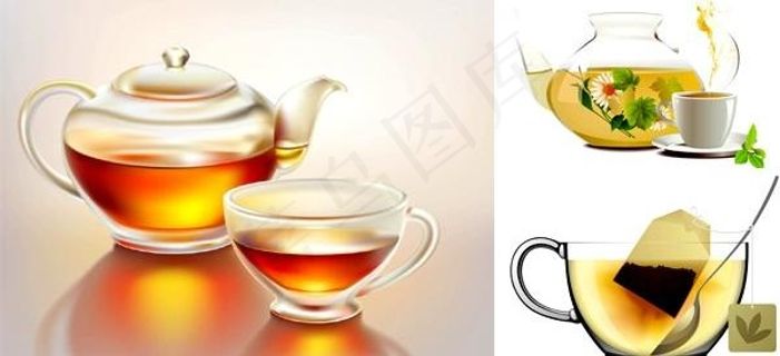 精致的茶壶和茶杯矢量素材 精致的茶壶和茶杯矢量素材