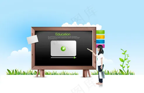 黑板教育海报绿色环保海报素材