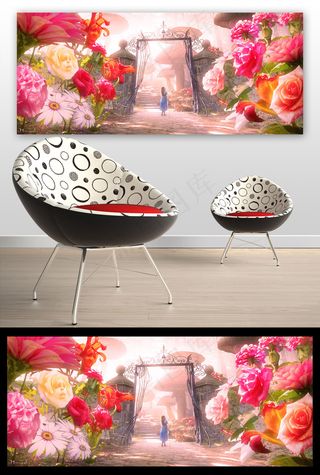 仙境花卉花朵壁画背景墙