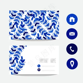 青花瓷水彩名片