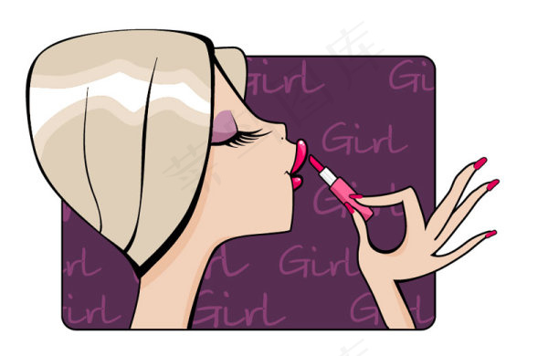 05美女卡通插画矢量素材