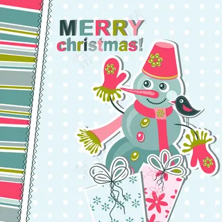 精美圣诞雪人背景矢量素材