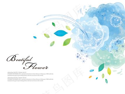 炫彩花卉花边背景PSD图片素