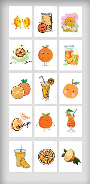 夏日水果橘子橙子果汁设计素材