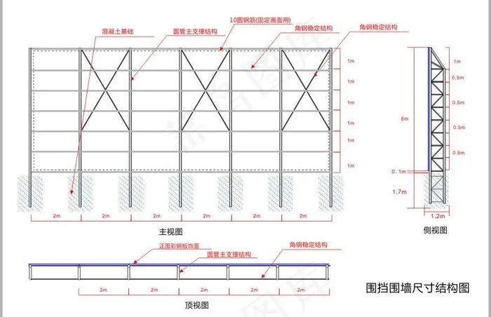 房地产围挡钢结构示意图片cdr矢量模版下载