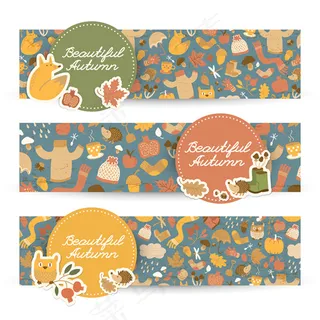 秋日剪贴Banner设计模板矢量素...