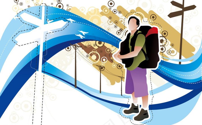旅行 炫纹 人物图片eps,ai矢量模版下载