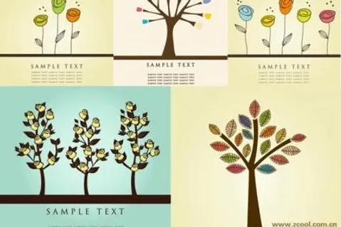 可爱的花朵的树矢量