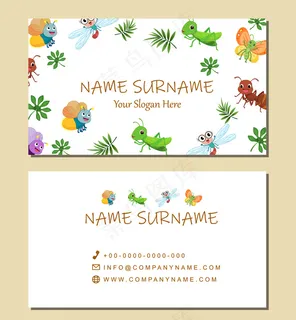 卡通昆虫商务名片正反面