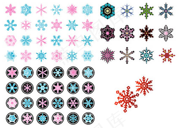 各种彩色雪花条纹矢量素材