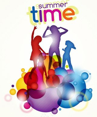 七彩动感圆点圈圈 活力舞蹈女孩图片