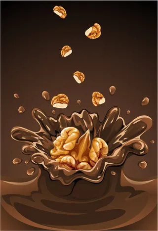 核桃巧克力饮料矢量素材