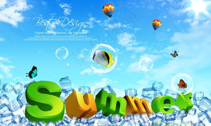 清凉夏天summer海报图片(3000X1971(DPI:300))psd模版下载