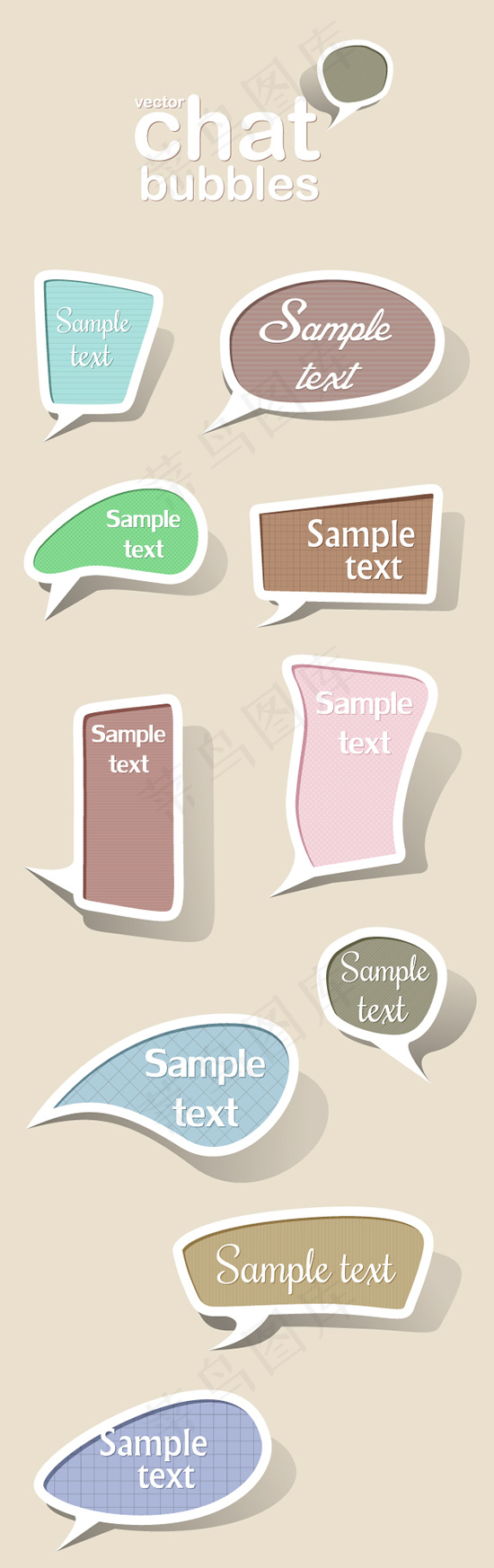 多彩异形对话框标签矢量素材