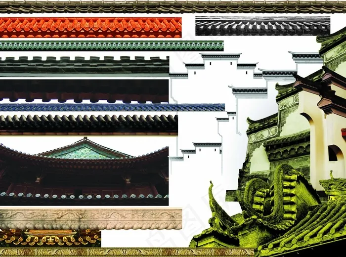 各种古建筑屋檐合辑(4724X3508(DPI:300))psd模版下载
