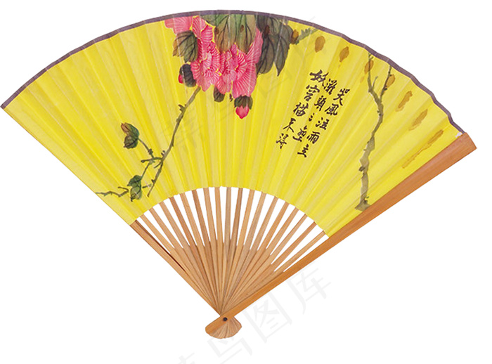 黄色花朵折扇