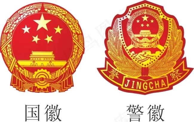 国徽警徽cdr矢量模版下载