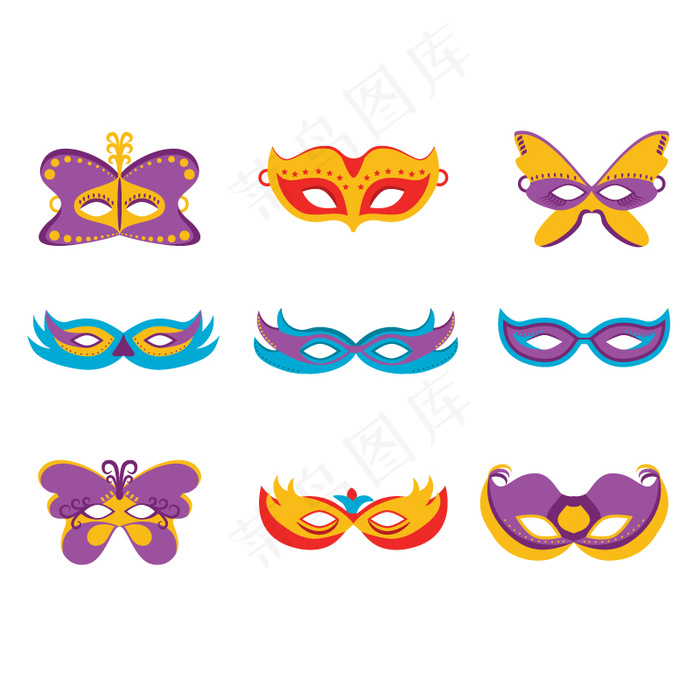 9款卡通面具设计矢量素材