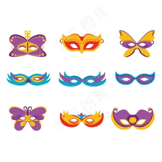 9款卡通面具设计矢量素材