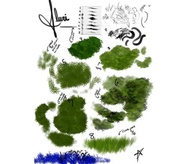 绿色小草和草丛等绘画笔刷