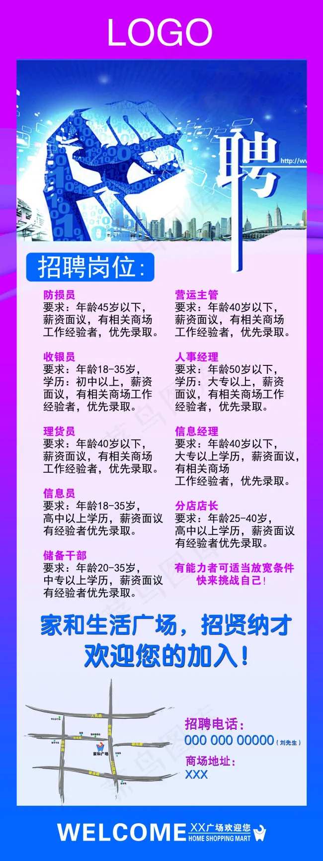 招聘展架psd模版下载