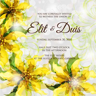 娇艳的花朵图案婚礼邀请函图片