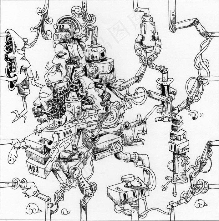 机械创意插画设计图片免费下载