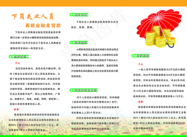 农商银行失业贷款宣传图片psd模版下载