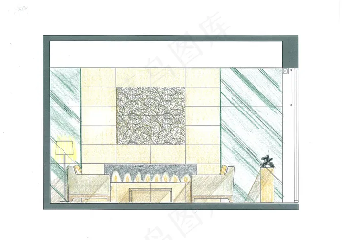 大连新世界大厦室内设计手绘图片素材