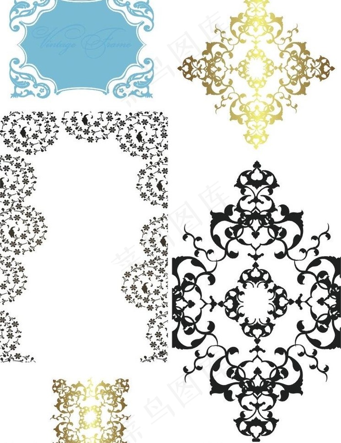 欧式花边花纹底纹矢量图案图片