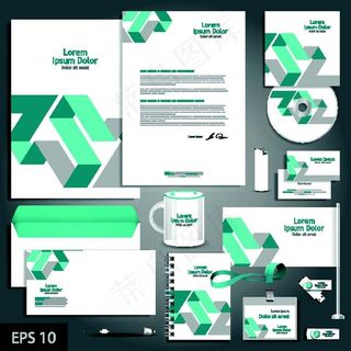 绿色立体彩条光盘包装 矢量素材