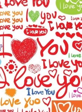 情人节的剪贴画手绘英文字体