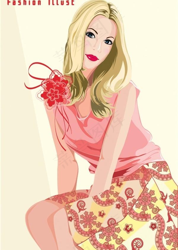 2性感的金发女孩矢量素材